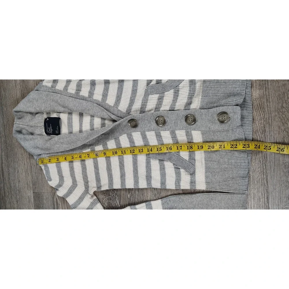 American Eagle Outfitters Stripe‎ Sweater S Button Shawl Collar Cardigan Bella